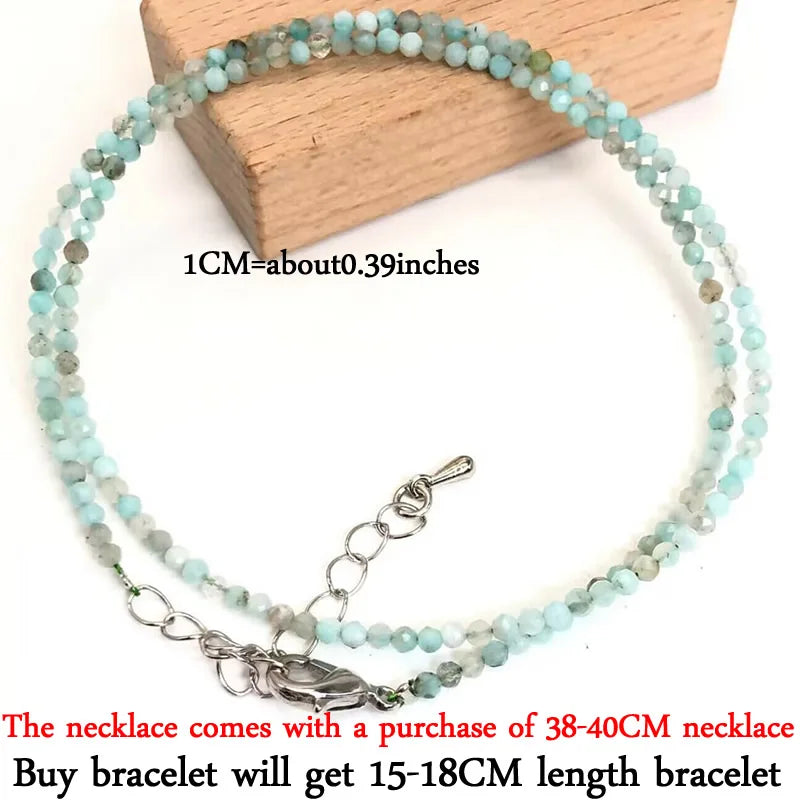 Small Natural Stone Bead Necklace Bracelet for Women,Zircon tourmaline pearl Necklace with , Reki Clavicle Chain, Choker, 2-3mm