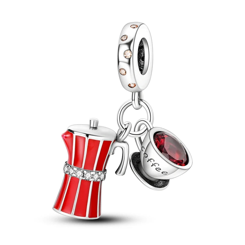 New 925 Sterling Silver Charms Bead Red Cherry Strawberry Love Heart Charm Fit Original Bracelet Pendant DIY Jewelry For Women