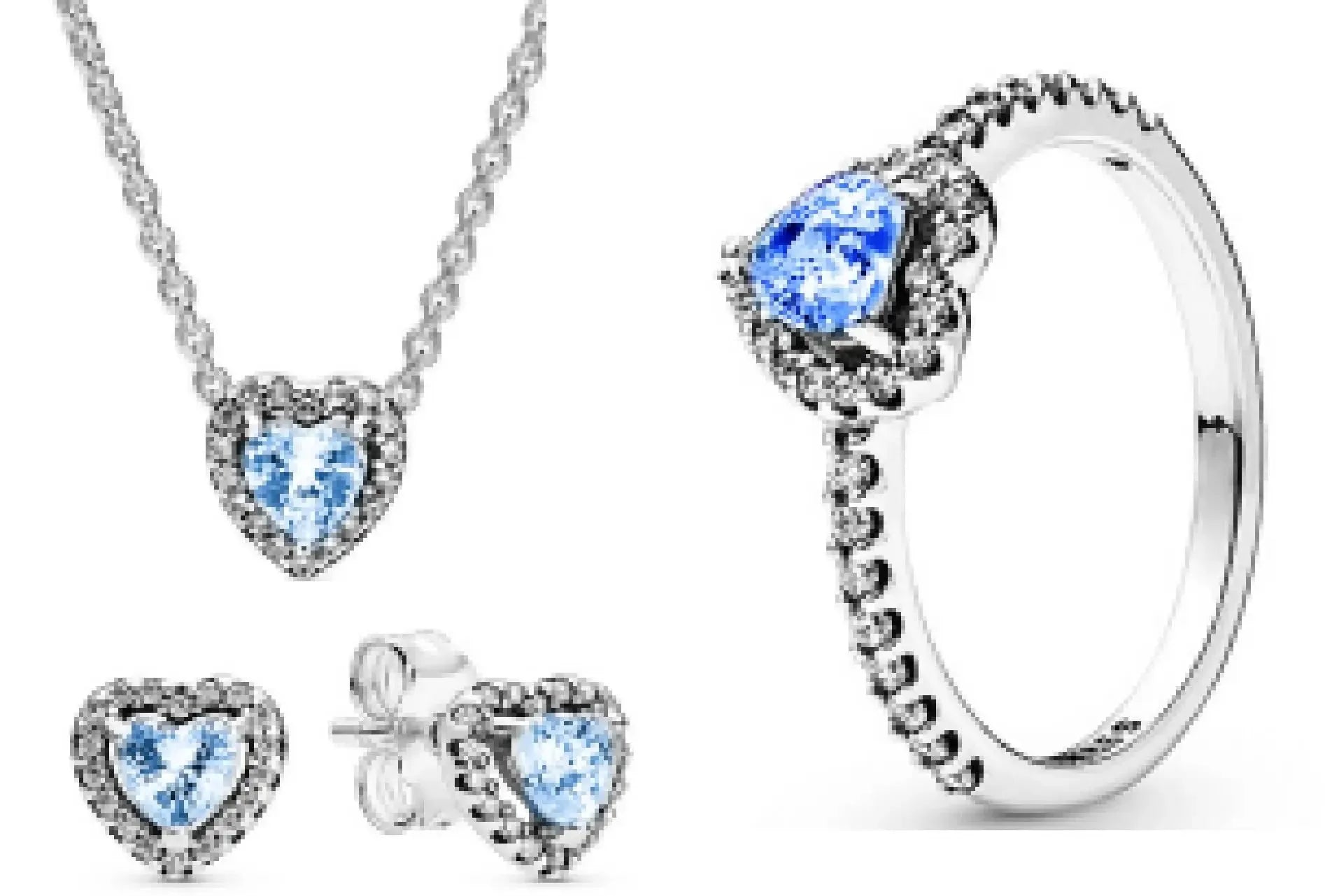 New 925 sterling silver heart-shaped pink ring necklace earring set luxurious sparkling charm jewelry fashion wedding gift