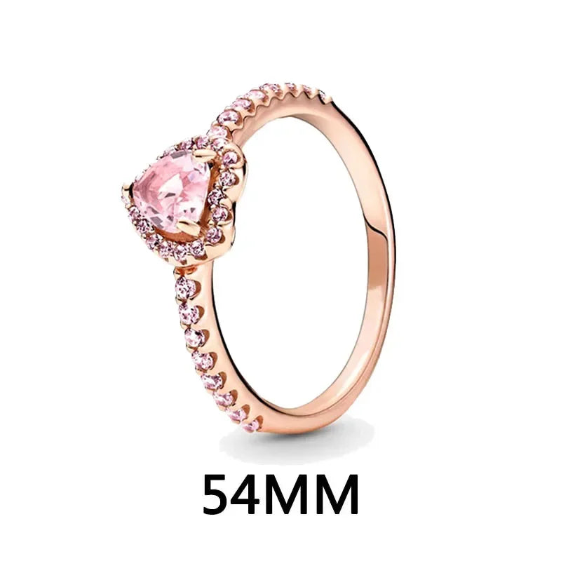 New 925 sterling silver heart-shaped pink ring necklace earring set luxurious sparkling charm jewelry fashion wedding gift
