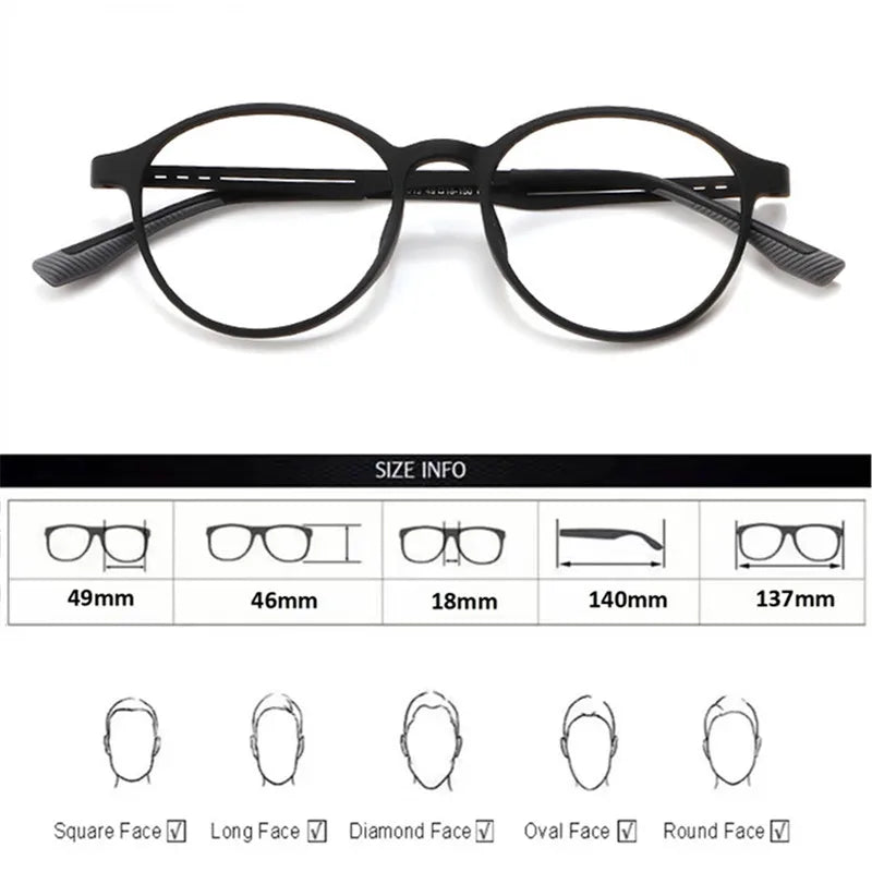 New Ultralight Rubber Titanium Alloy TR90 Myopia Glasses Retro Round Optical Prescription Eyeglasses Frame Men And Women Eyewear