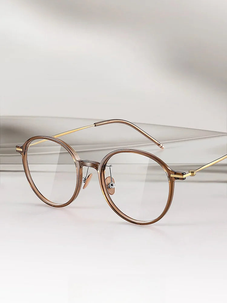 F·DRACON Ultra Light Titanium Eyeglass Frame Retro Round Men's And Women's Eyeglass Frame 9g Optical Prescription Frame 9206