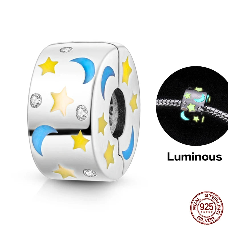 Hot Sale silver-plated Glow in the dark Firefly Honeybee Star Charms Beads Fit Qikaola Original Bracelets Fine DIY Jewelry Gift