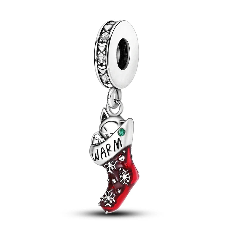 Christmas Charm Bead Pendant 925 Sterling Silver Christmas Elk Snowman Santa Claus Charm Fit Original Bracelet Women DIY Jewelry