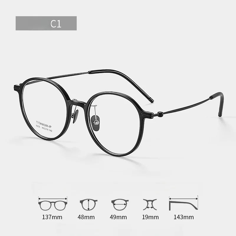 F·DRACON Ultra Light Titanium Eyeglass Frame Retro Round Men's And Women's Eyeglass Frame 9g Optical Prescription Frame 9206