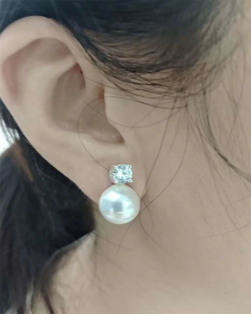 Senlissi-New Fashion Lofty 8-12mm Freshwater Pearl Stud 18k Earrings for Women S925 Sterling Silver Jewelry Girlfriend Gifts