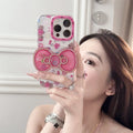 Korean INS New Hellokitty Flash drill Big bow Phone Case For iPhone 13 14 15 16 Pro Max Funda with stand cute shock-proof cover
