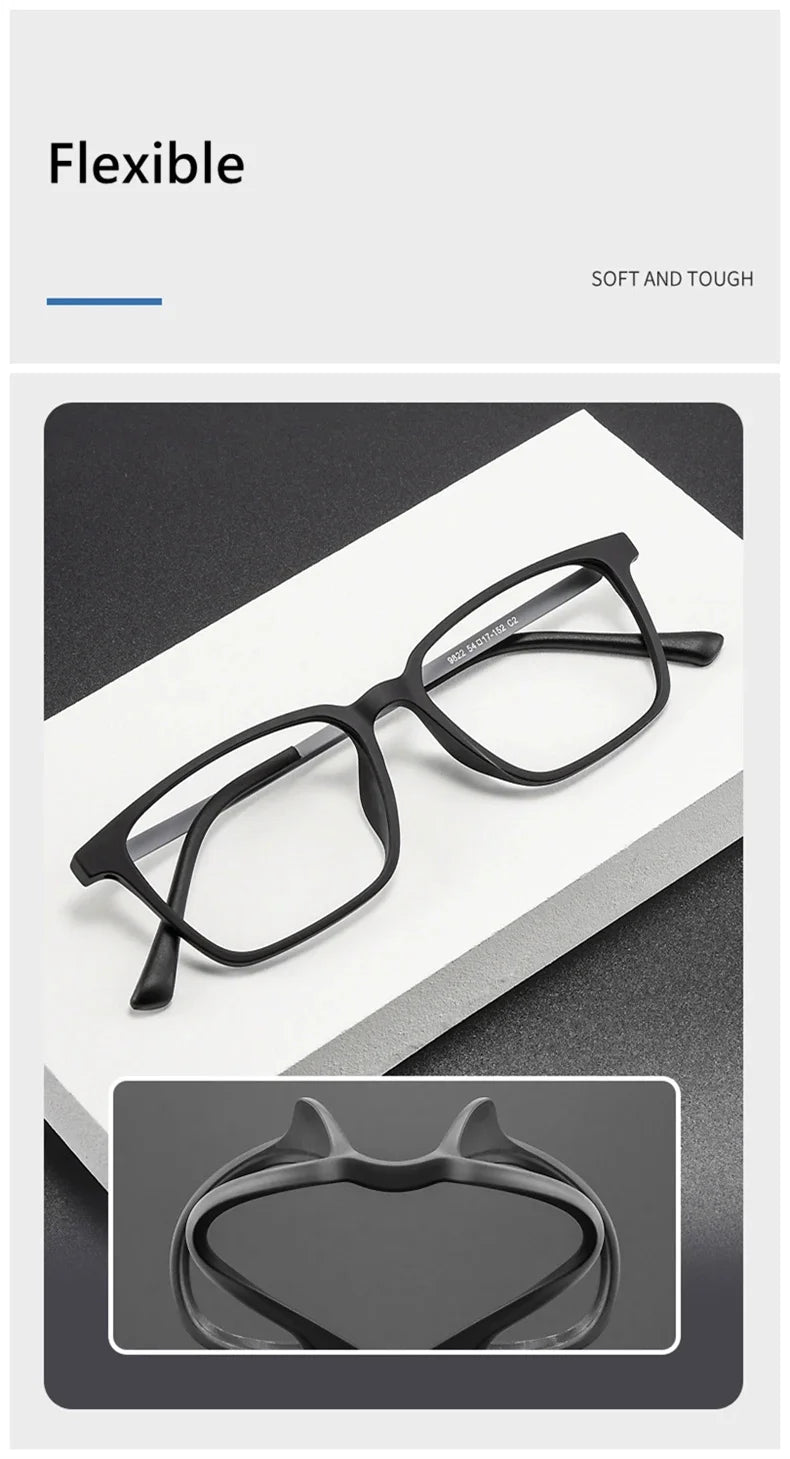 Ultra-Light Square Rubber Titanium Myopia Eyewear Frame Women Blue Light Blocking Optical Prescription Glasses Frame Men 9822