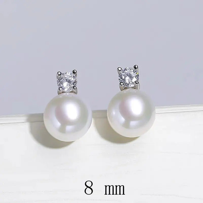 Senlissi-New Fashion Lofty 8-12mm Freshwater Pearl Stud 18k Earrings for Women S925 Sterling Silver Jewelry Girlfriend Gifts