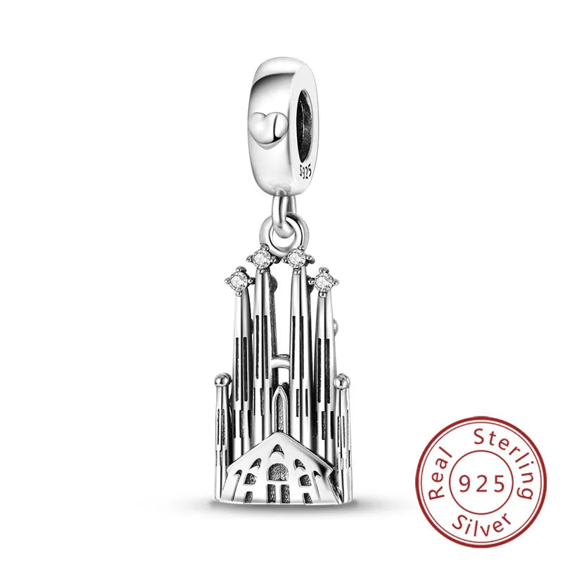 Original Charms Bead 925 Sterling Silver Paris Tower Car Map Castle Travel Charms Fit Pendant Bracelets Women DIY Jewelry Making