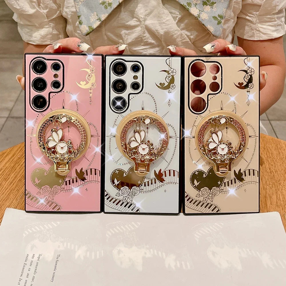 NEW Korea 360 ° Holder Magsafe Charging Phone Case for Samsung Galaxy S25 S24 S23 S22 Plus Ultra FE 5G PC+TPU Magnetic Hard Case