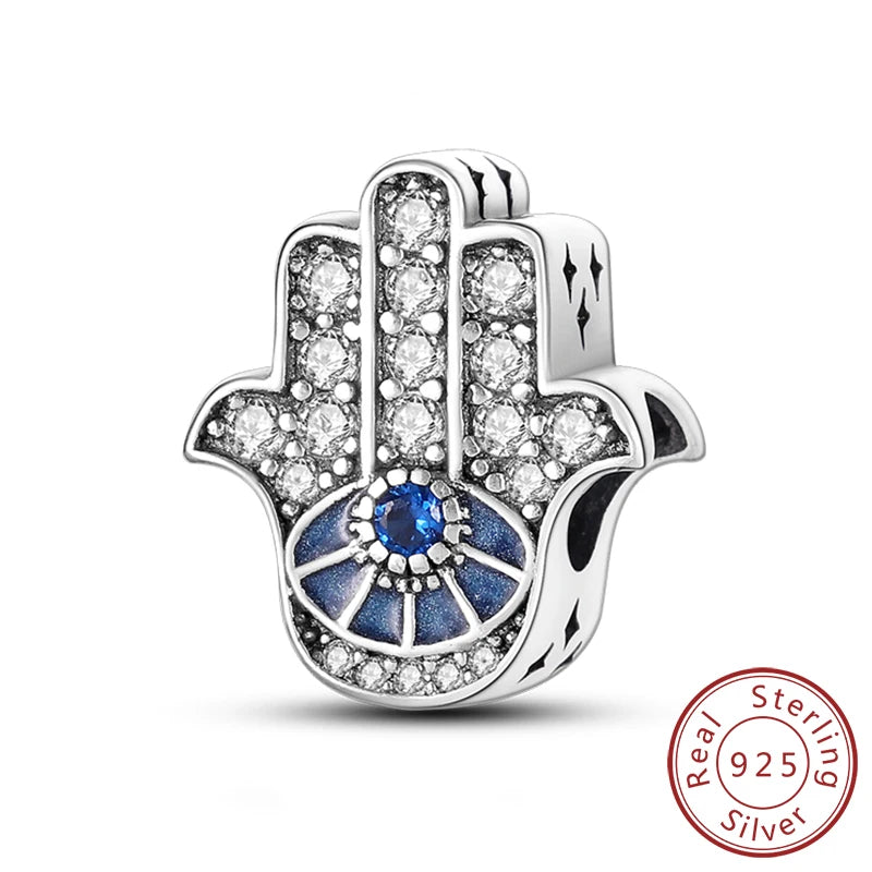New 925 Silver Dream Charms Baeds Angel Devil's Eye Fatima's Hand Cross Charms Pendant Fit Original Bracelet Women Jewelry Gift