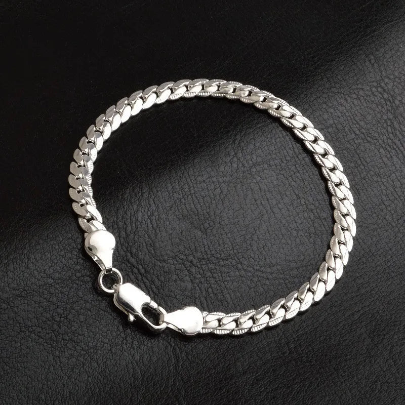 925 Sterling Silver 8/16/18/20/22/24 Inch 6mm Side Chain Necklace Bracelet For Woman Men Fashion Charm Wedding Jewelry