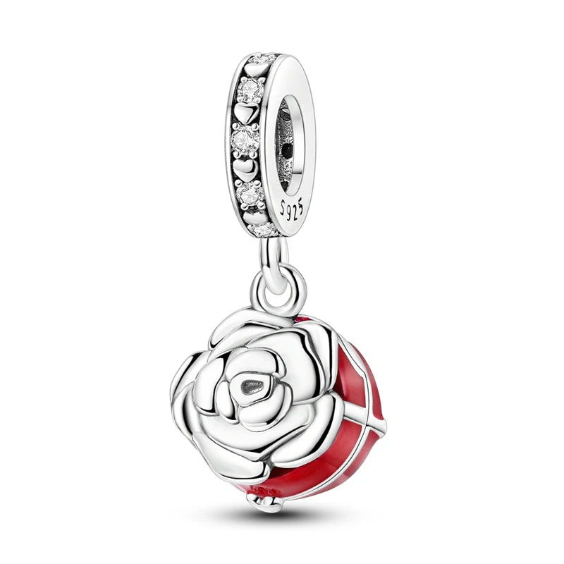 New 925 Sterling Silver Charms Bead Red Cherry Strawberry Love Heart Charm Fit Original Bracelet Pendant DIY Jewelry For Women