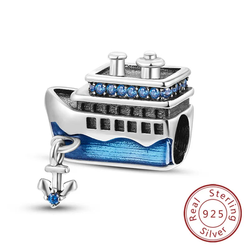 Original Charms Bead 925 Sterling Silver Paris Tower Car Map Castle Travel Charms Fit Pendant Bracelets Women DIY Jewelry Making