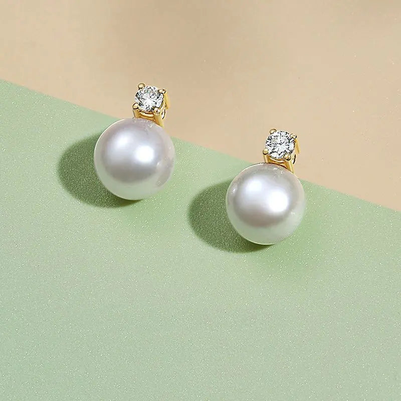 Senlissi-New Fashion Lofty 8-12mm Freshwater Pearl Stud 18k Earrings for Women S925 Sterling Silver Jewelry Girlfriend Gifts