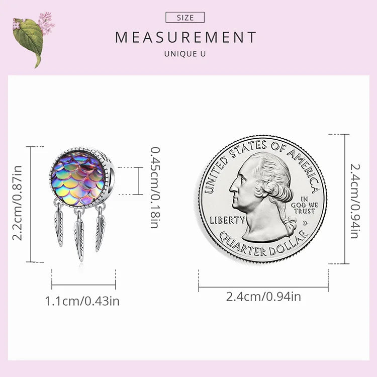 BISAER 925 Sterling Silver Charm Ocean Style Fish Dolphin Mermaid Shell Blue CZ Bead For Necklace&Bracelet DIY Fine Jewelry Gift