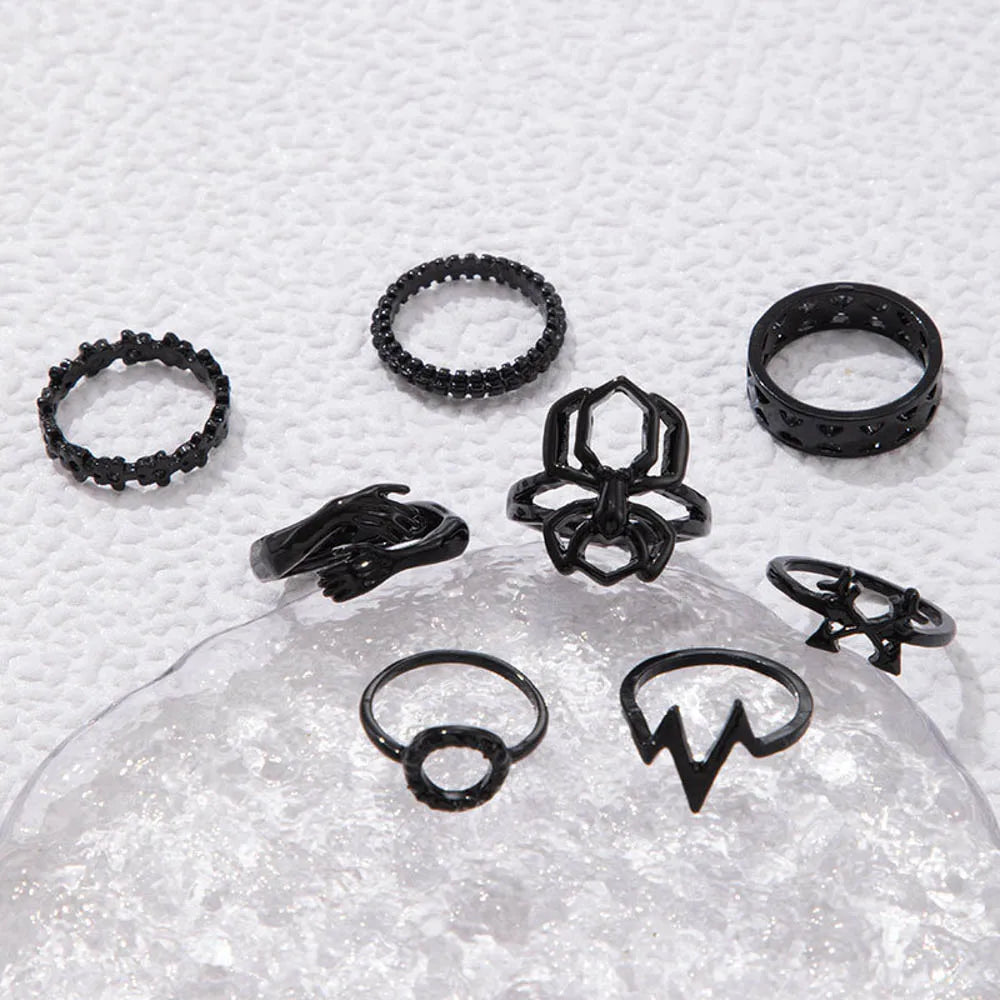 10/20/30/50Pcs/Lot Punk Finger Ring Set For Men Women Mix Style Flower Tai Ji Heart Love Snake Jewelry Party Gifts