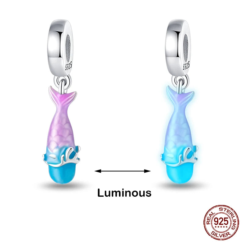 Hot Sale silver-plated Glow in the dark Firefly Honeybee Star Charms Beads Fit Qikaola Original Bracelets Fine DIY Jewelry Gift