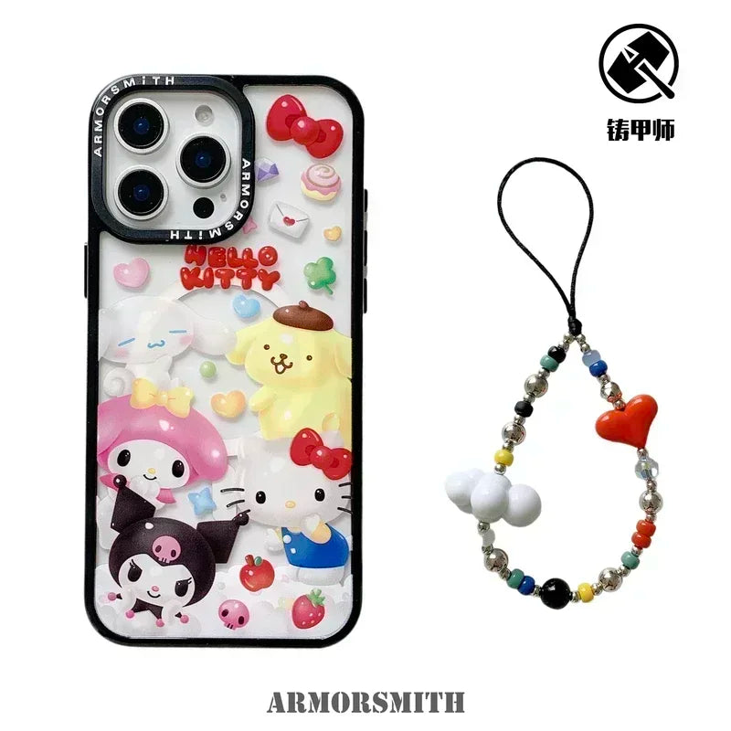 Magnetic Holder Magsafe Wireless Charge Phone Case For iPhone 16 15 14 13 12 11 Pro Max Sanrio Hello Kitty Kuromi Melody Cover