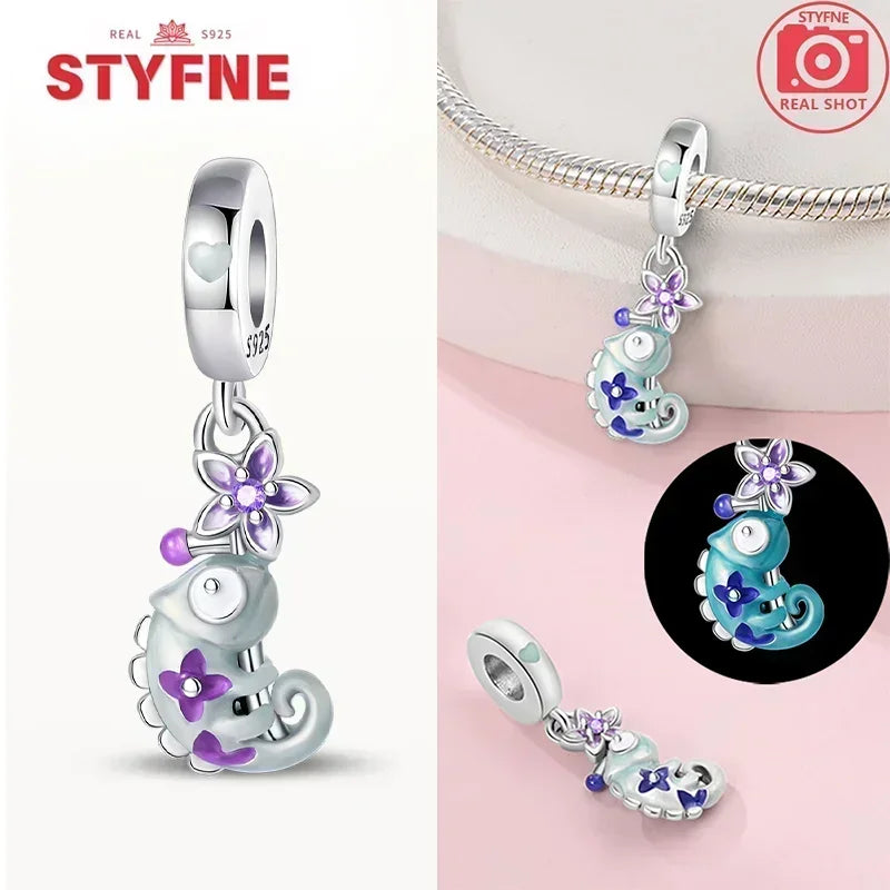S925 Silver Glow-in-the-dark Firefly Charm Pendant Fit Original Charms Bracelet Gift Beads for Women Diy Fine Jewelry Gifts