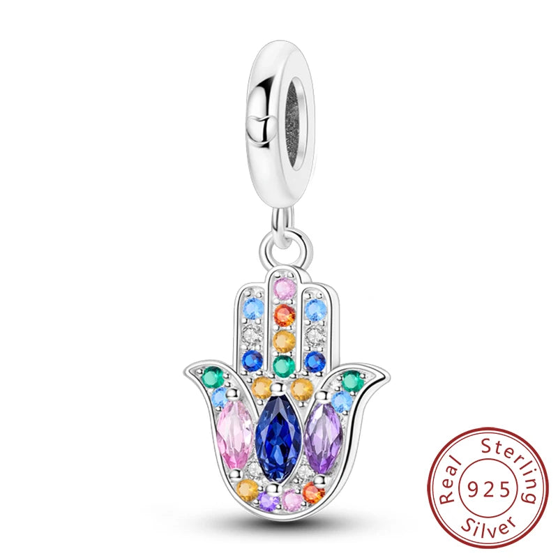 New 925 Silver Dream Charms Baeds Angel Devil's Eye Fatima's Hand Cross Charms Pendant Fit Original Bracelet Women Jewelry Gift