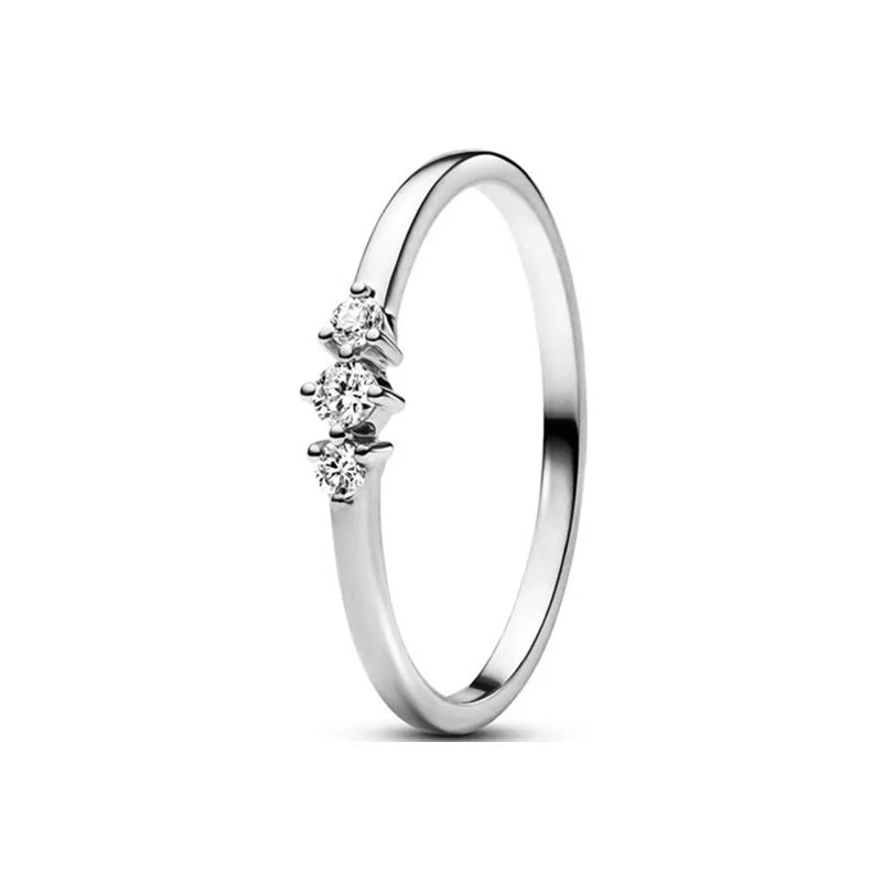 Original 925 Sterling Silver Red Pink Ring Heart Bow Sun Moon Colorful Crystal For Women Valentine's Birthday Gift DIY Jewelry