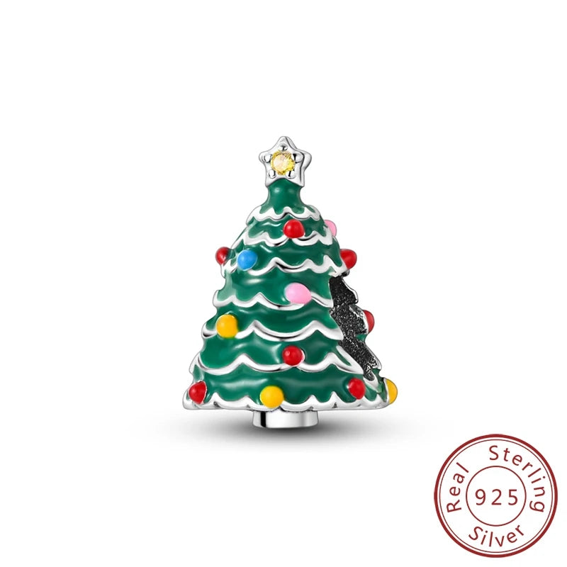 Christmas Charm Bead Pendant 925 Sterling Silver Christmas Elk Snowman Santa Claus Charm Fit Original Bracelet Women DIY Jewelry