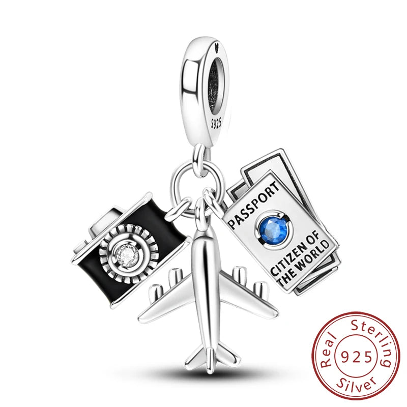 Original Charms Bead 925 Sterling Silver Paris Tower Car Map Castle Travel Charms Fit Pendant Bracelets Women DIY Jewelry Making