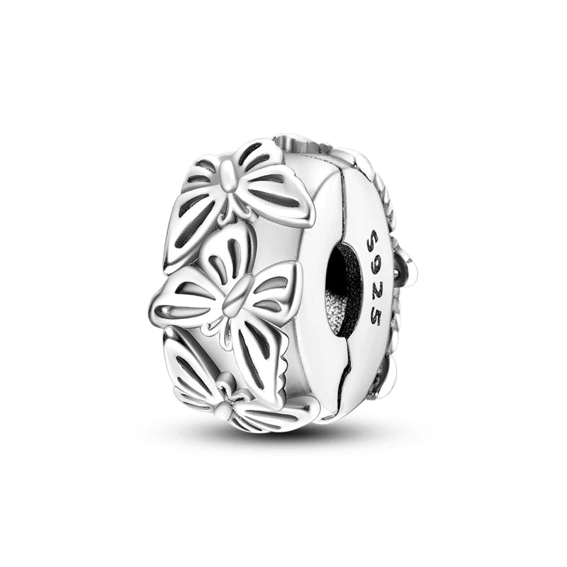 Charm Hot Sales 925 Sterling Silver Charms Beads CZ pave Round Clip Charms Fit Original Bracelet Necklace Charms Jewelry Gift