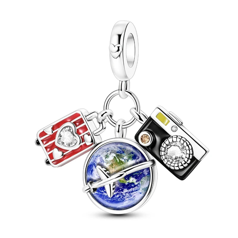 New 925 Sterling Silver Charms Bead Red Cherry Strawberry Love Heart Charm Fit Original Bracelet Pendant DIY Jewelry For Women