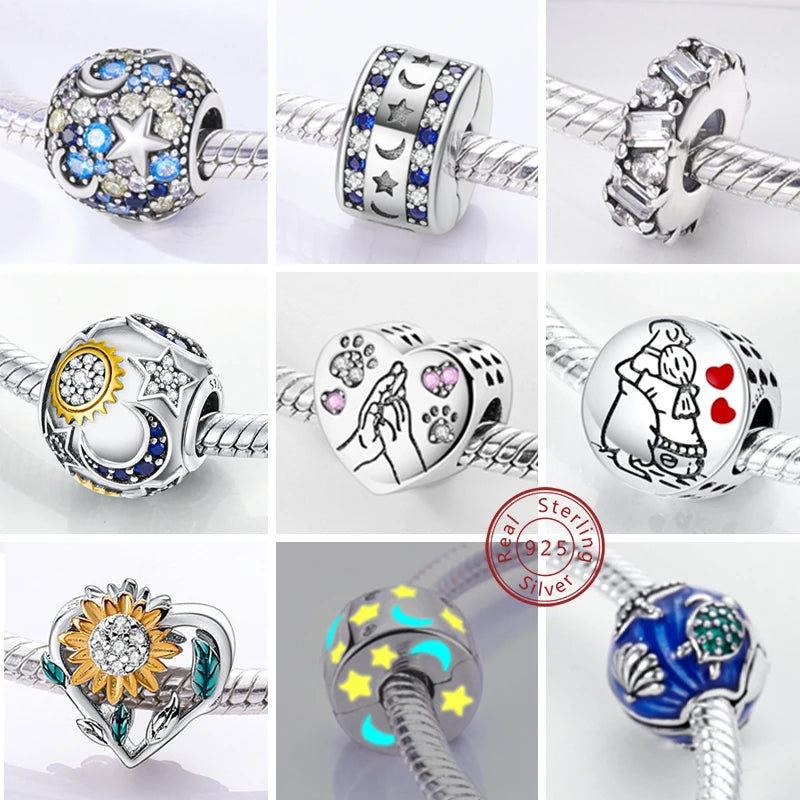 Charm Hot Sales 925 Sterling Silver Charms Beads CZ pave Round Clip Charms Fit Original Bracelet Necklace Charms Jewelry Gift
