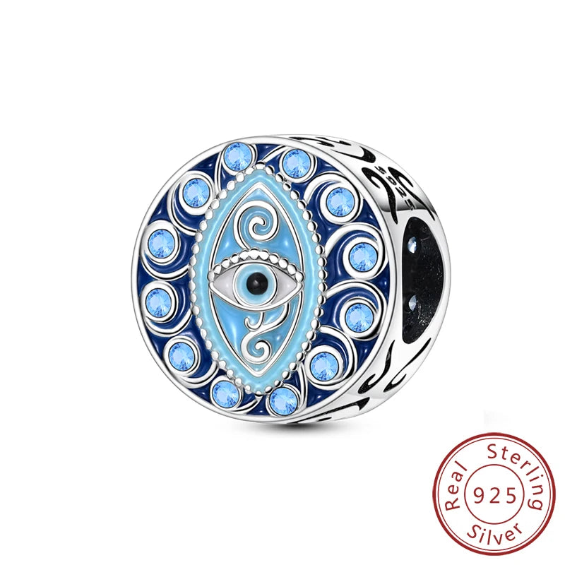 New 925 Silver Dream Charms Baeds Angel Devil's Eye Fatima's Hand Cross Charms Pendant Fit Original Bracelet Women Jewelry Gift