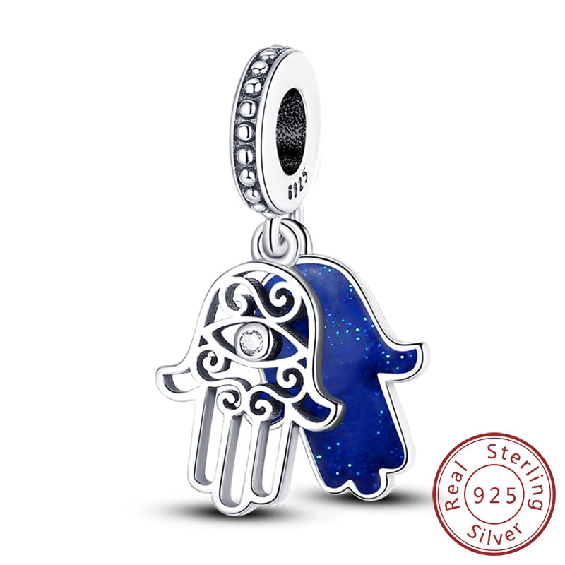 New 925 Silver Dream Charms Baeds Angel Devil's Eye Fatima's Hand Cross Charms Pendant Fit Original Bracelet Women Jewelry Gift