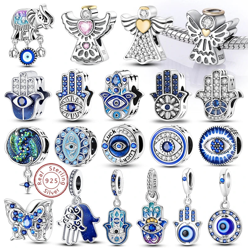 New 925 Silver Dream Charms Baeds Angel Devil's Eye Fatima's Hand Cross Charms Pendant Fit Original Bracelet Women Jewelry Gift