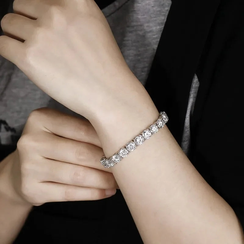 Factory Price D VVS1 Moissanite Tennis Bracelet 925 Sterling Silver Single Row Classics with GRA Bracelets for Women Man Jewelry