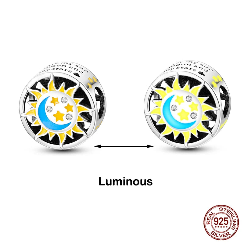 Hot Sale silver-plated Glow in the dark Firefly Honeybee Star Charms Beads Fit Qikaola Original Bracelets Fine DIY Jewelry Gift