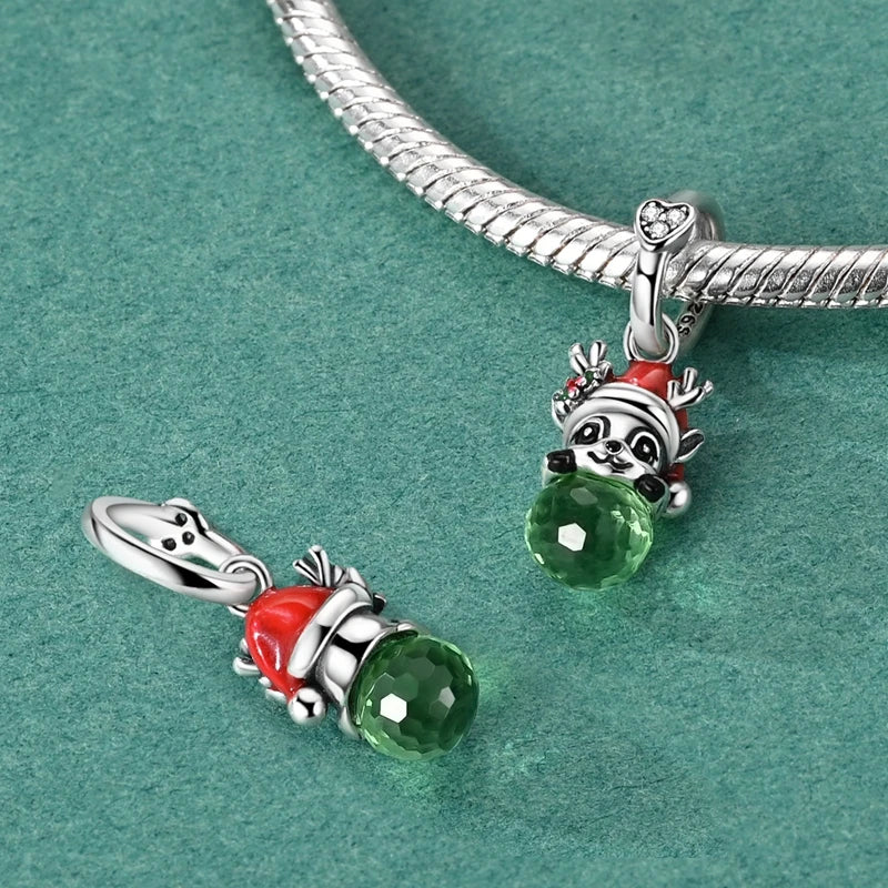 Christmas Charm Bead Pendant 925 Sterling Silver Christmas Elk Snowman Santa Claus Charm Fit Original Bracelet Women DIY Jewelry