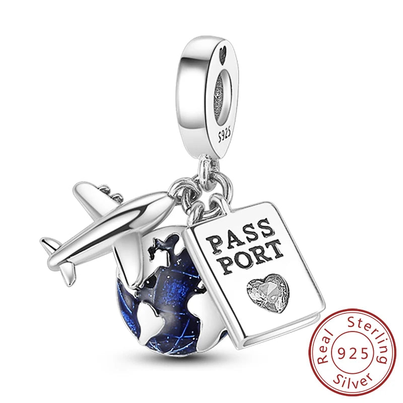 Original Charms Bead 925 Sterling Silver Paris Tower Car Map Castle Travel Charms Fit Pendant Bracelets Women DIY Jewelry Making