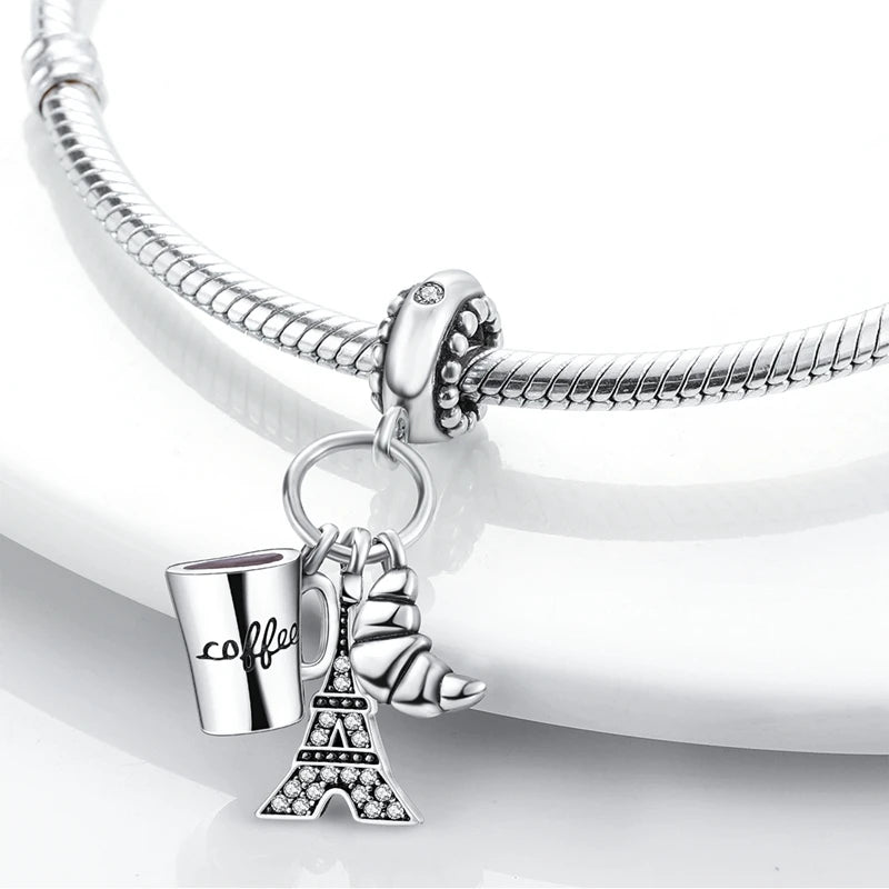Original Charms Bead 925 Sterling Silver Paris Tower Car Map Castle Travel Charms Fit Pendant Bracelets Women DIY Jewelry Making