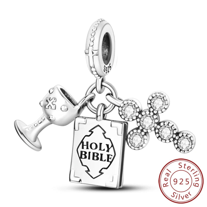 Fit Original 925 Sterling Silver Charms Beads Wine Glass Coffee Cup Charms Pendant For Women Bracelet Charms DIY Jewelry Gift