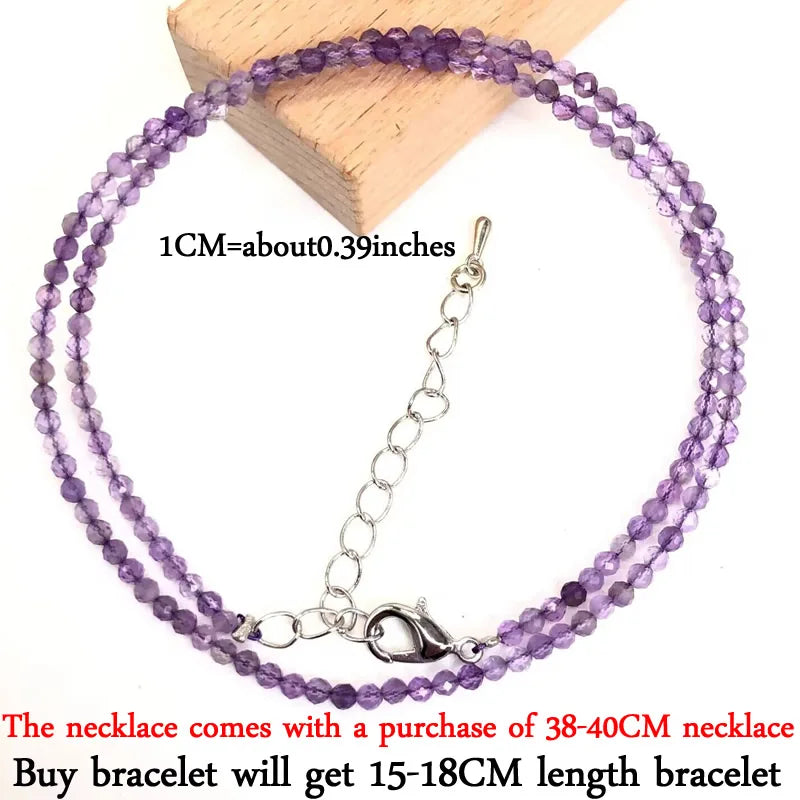 Small Natural Stone Bead Necklace Bracelet for Women,Zircon tourmaline pearl Necklace with , Reki Clavicle Chain, Choker, 2-3mm