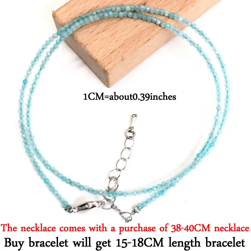 Small Natural Stone Bead Necklace Bracelet for Women,Zircon tourmaline pearl Necklace with , Reki Clavicle Chain, Choker, 2-3mm