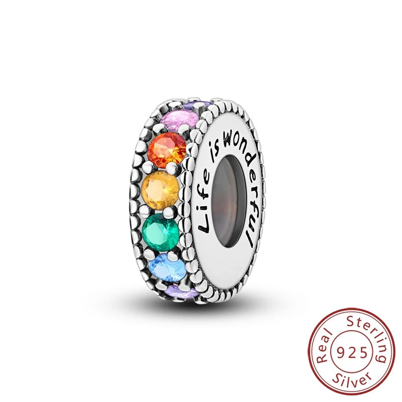 Charm Hot Sales 925 Sterling Silver Charms Beads CZ pave Round Clip Charms Fit Original Bracelet Necklace Charms Jewelry Gift