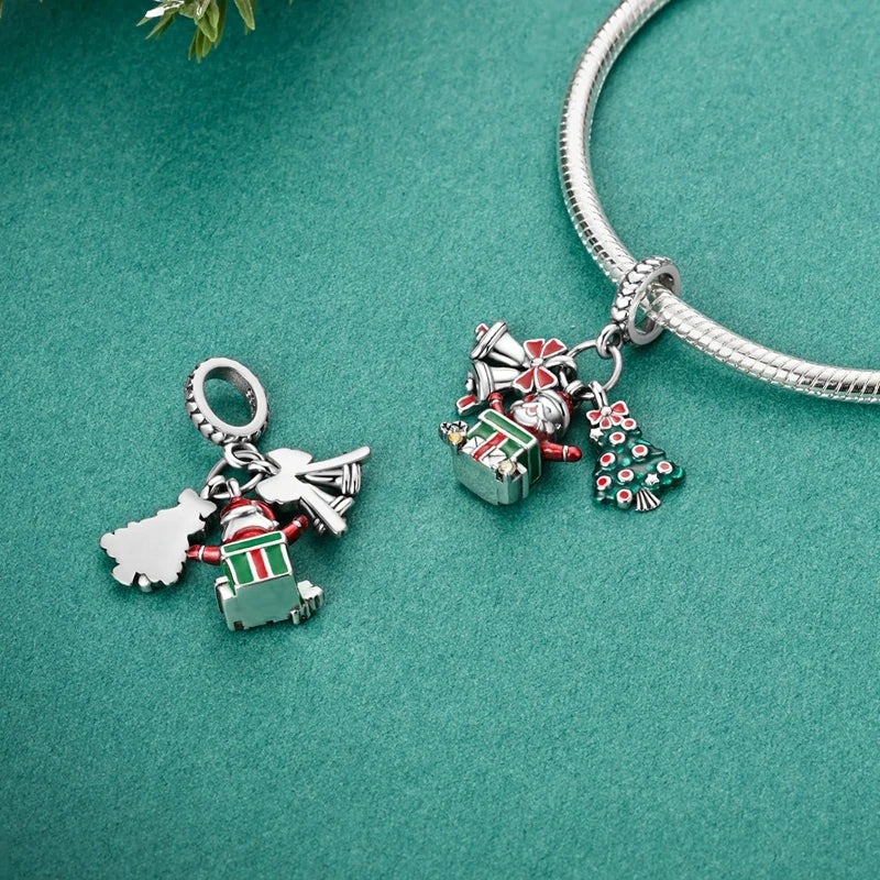 Christmas Charm Bead Pendant 925 Sterling Silver Christmas Elk Snowman Santa Claus Charm Fit Original Bracelet Women DIY Jewelry
