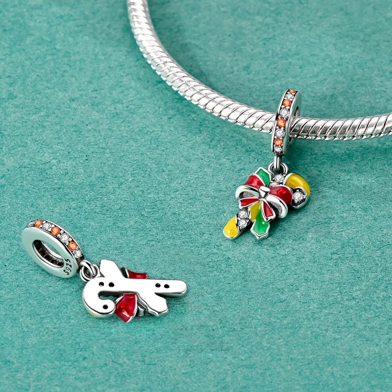 Christmas Charm Bead Pendant 925 Sterling Silver Christmas Elk Snowman Santa Claus Charm Fit Original Bracelet Women DIY Jewelry