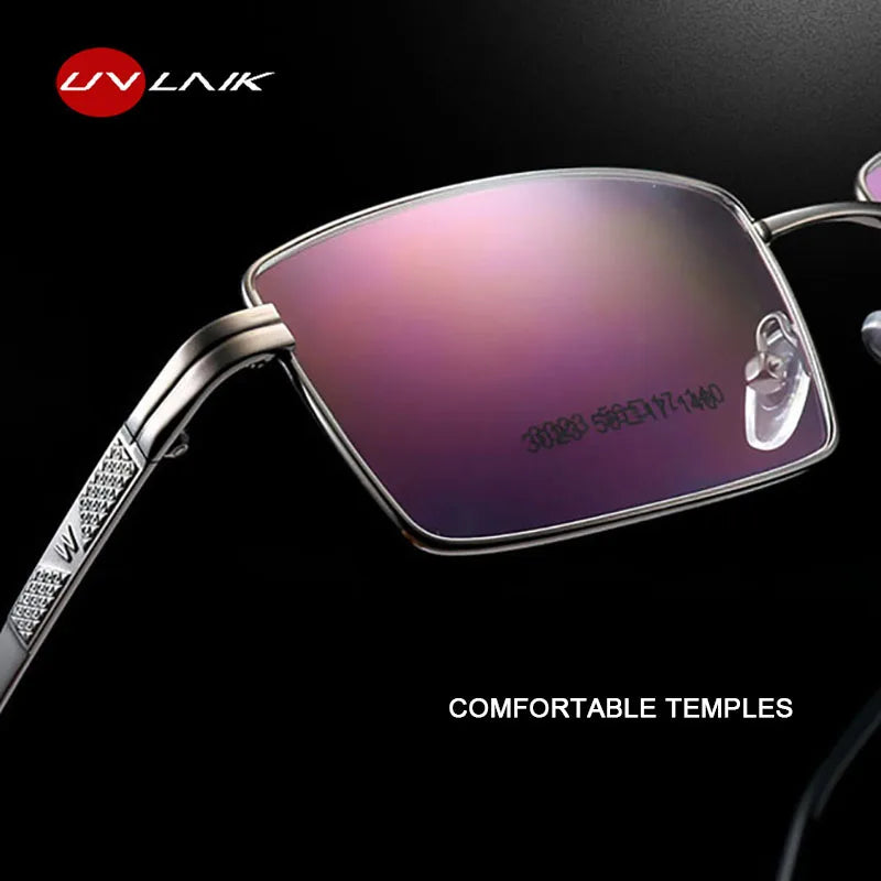 UVLAIK Square Titanium Glasses Frame Alloy Thick Eyeglasses For Women Metal Plated Eyewear Man Female Male Frames