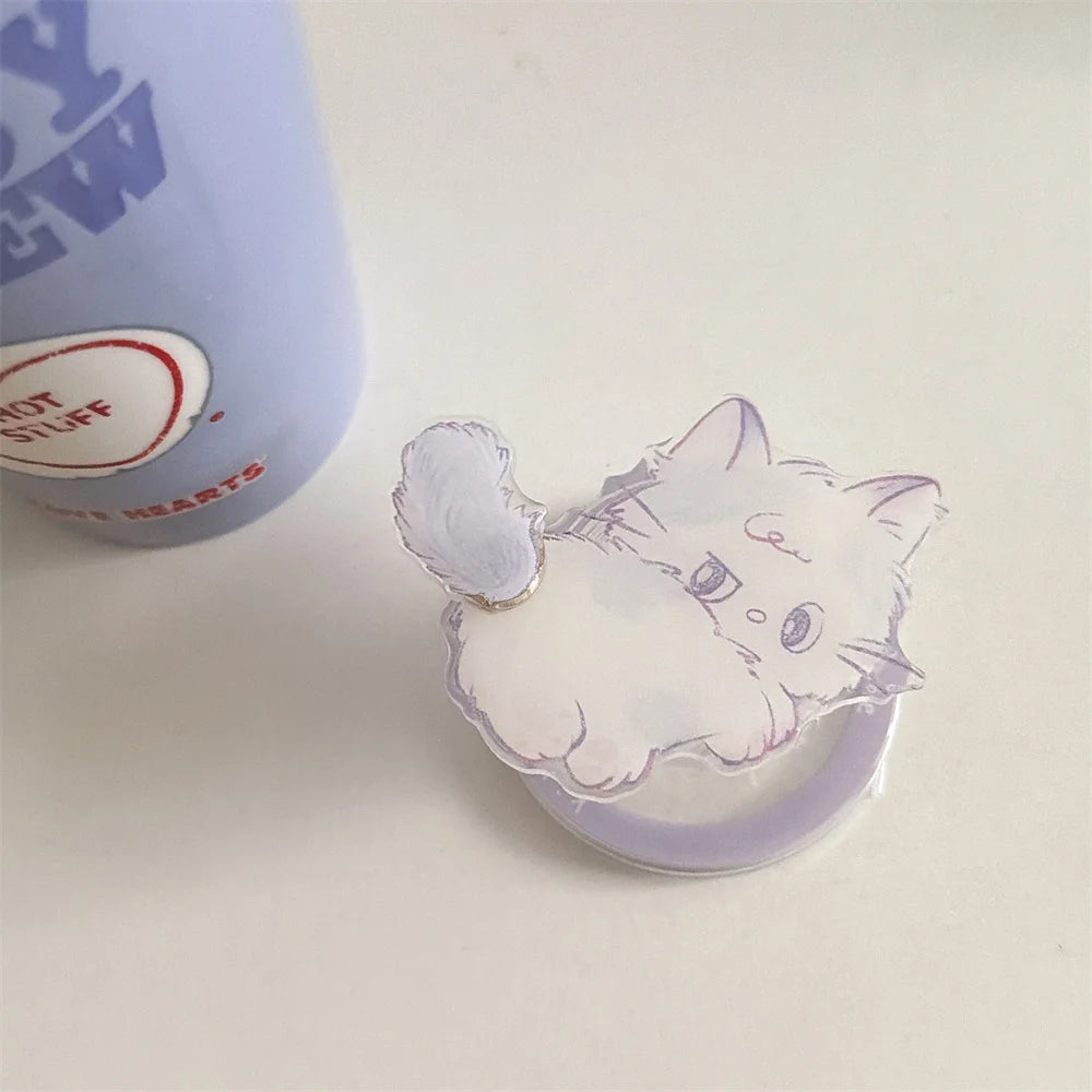 Korean INS Cute Kitten Magnetic Stand phone case for iPhone 13 14 15 17 Pro 16 Pro Max cartoon protective cover For Magsafe Case