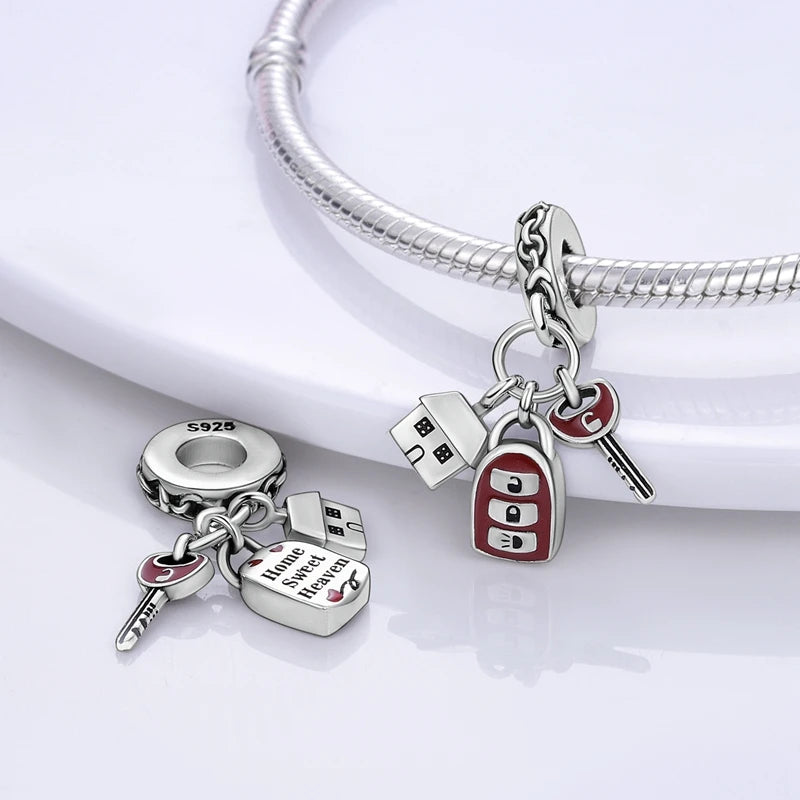 Original Charms Bead 925 Sterling Silver Paris Tower Car Map Castle Travel Charms Fit Pendant Bracelets Women DIY Jewelry Making
