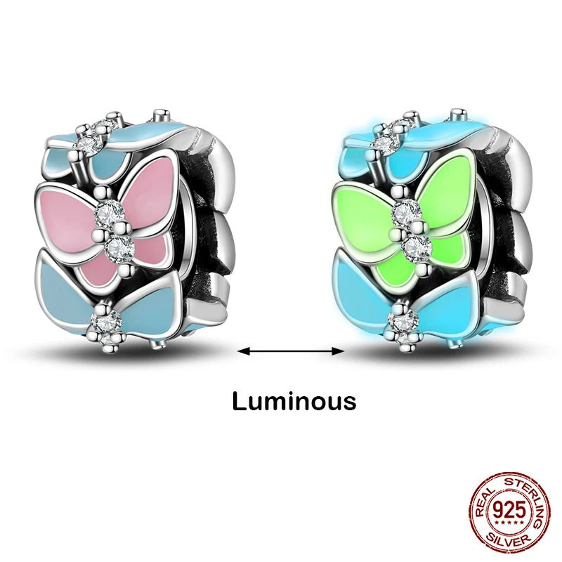 Hot Sale silver-plated Glow in the dark Firefly Honeybee Star Charms Beads Fit Qikaola Original Bracelets Fine DIY Jewelry Gift